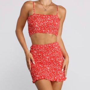 Two Piece Floral Skirt Set